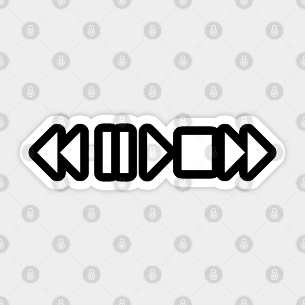 Play Pause Reverse Fast Forward Stop Button Sticker TeePublic
